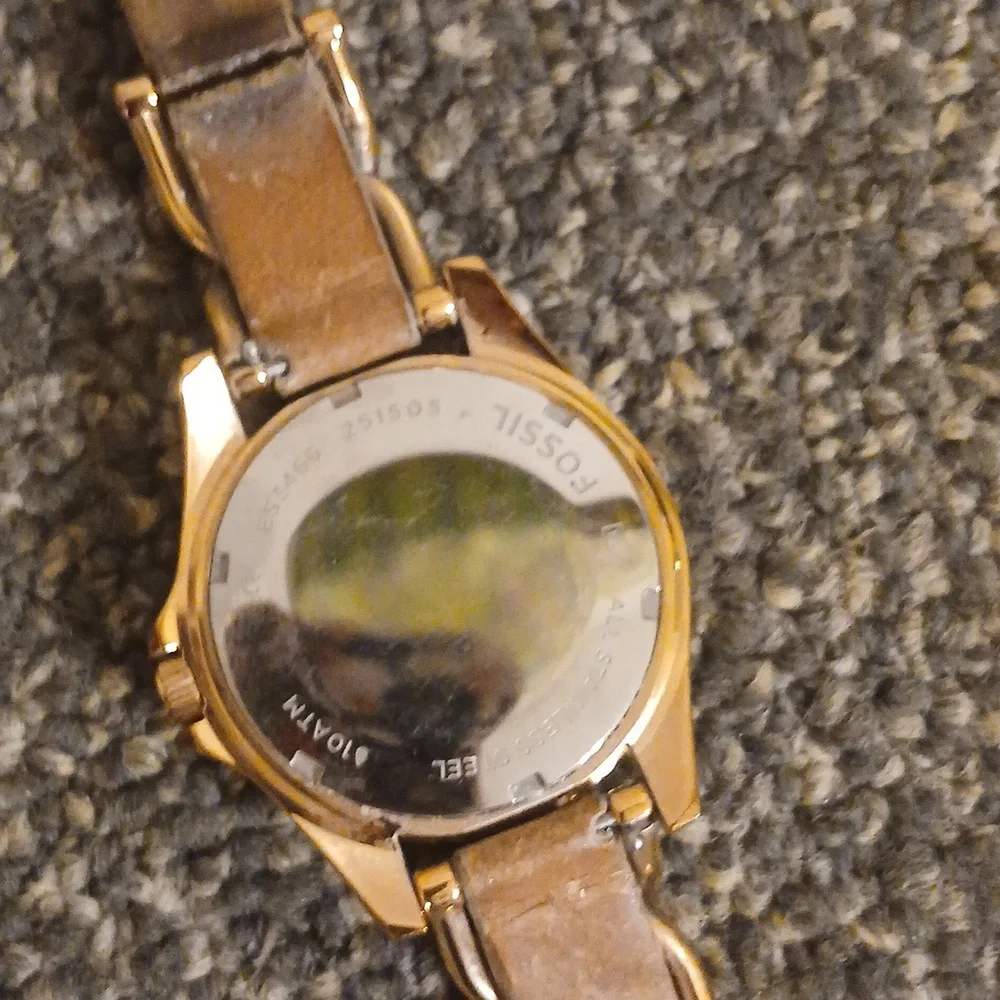 Fossil ES 3466 Rise gold rinestone chronograph women's watch tan leather…